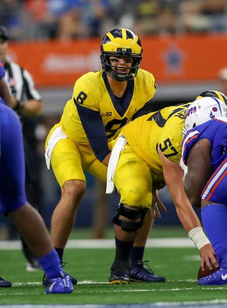 John O'Korn lines up under center against Florida at AT&T Stadium.